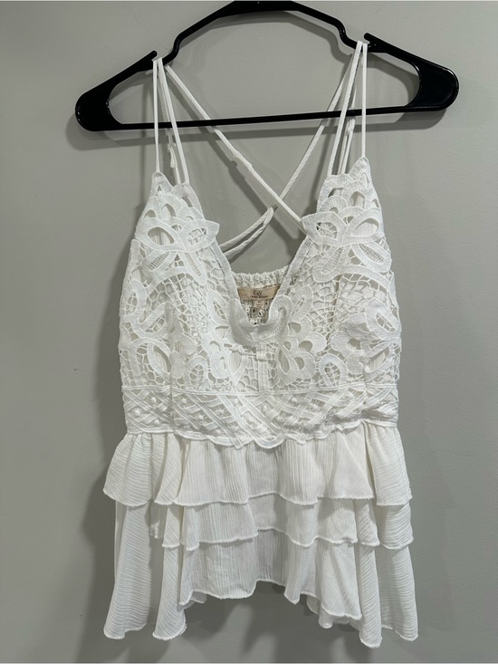 Chelsea & Violet Tops - Chelsea & Violet Ivory Crochet Ruffle Cami